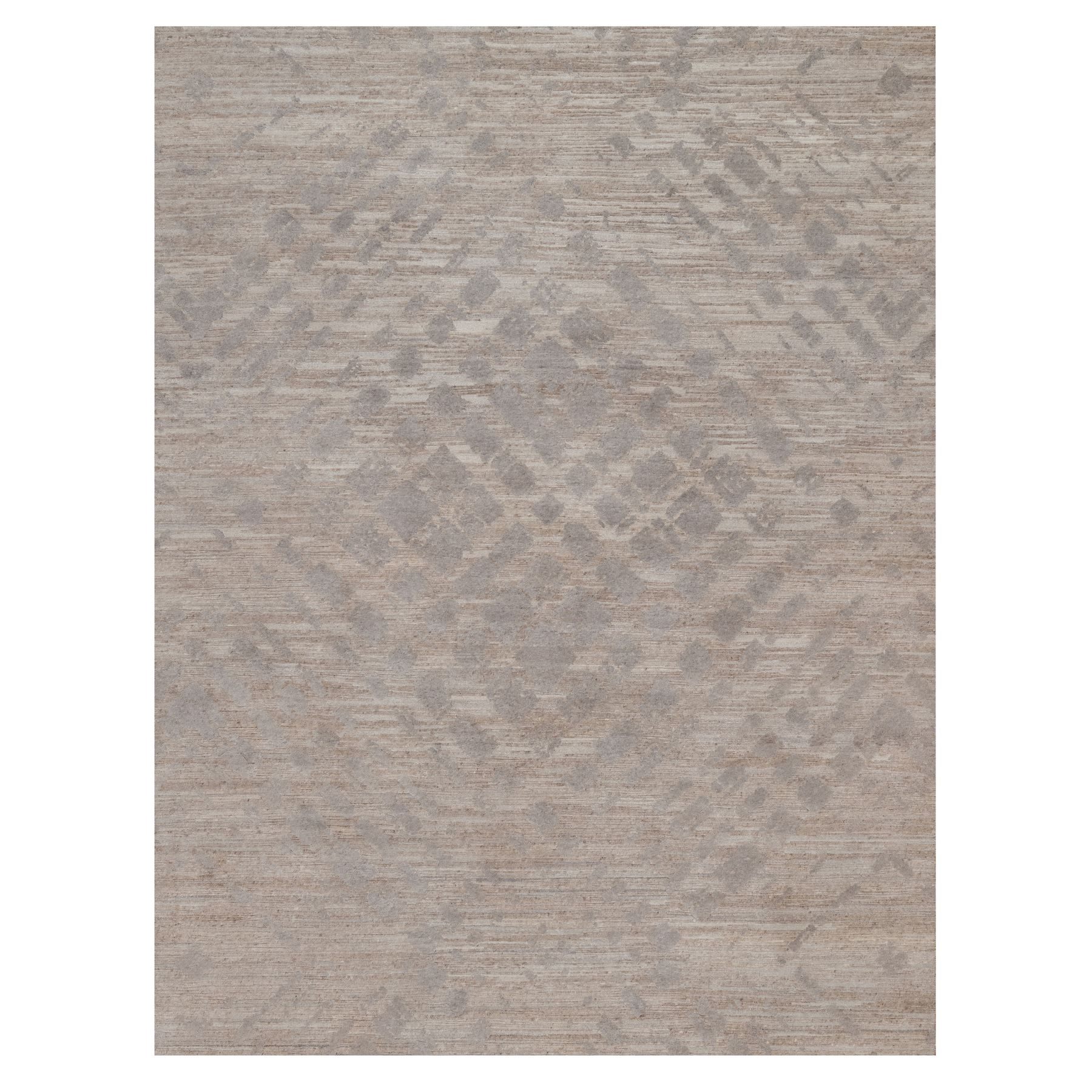 Amphora Brown, Modern Criss Cross Erased Design, Hand Spun Undyed Natural Wool, Hand Knotted, Oriental Rug